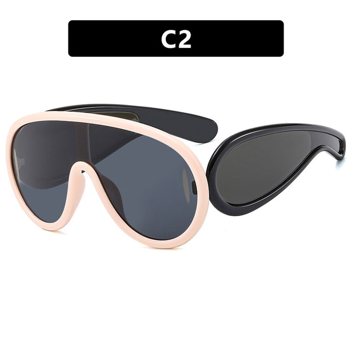 Wholesale Personalized large frame one-piece sunglasses, fashionable and trendy sunglasses