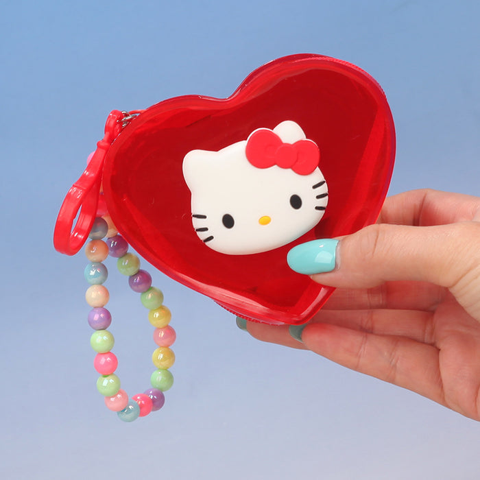 Wholesale Cute Cat Heart Shaped Transparent PVC Coin Purse Stylish Small Wallet