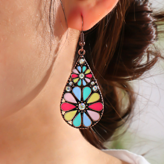 Wholesale Zinc Alloy Bohemian Drop Earrings with Rhinestone for Party Wear Boutique Resale MOQ≥2