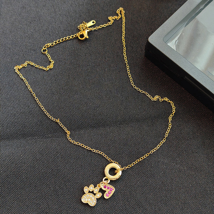 Wholesale Creative New Love Fashion Clavicle Chain Simple and Exquisite Color Pendant Exquisite Zircon Necklace for Women