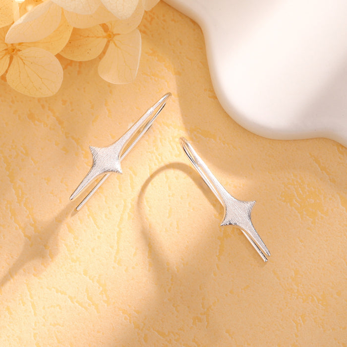 Wholesale Long brushed earrings with two personalized designs, trendy silver earrings, frosted cross earrings