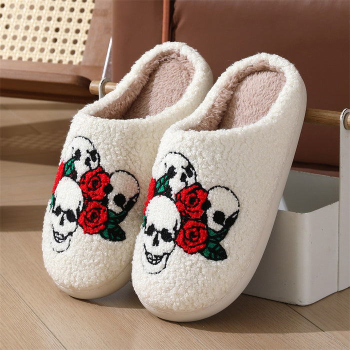 Wholesale  slippers for women  home non-slip home indoor warm cartoon skull cotton slippers