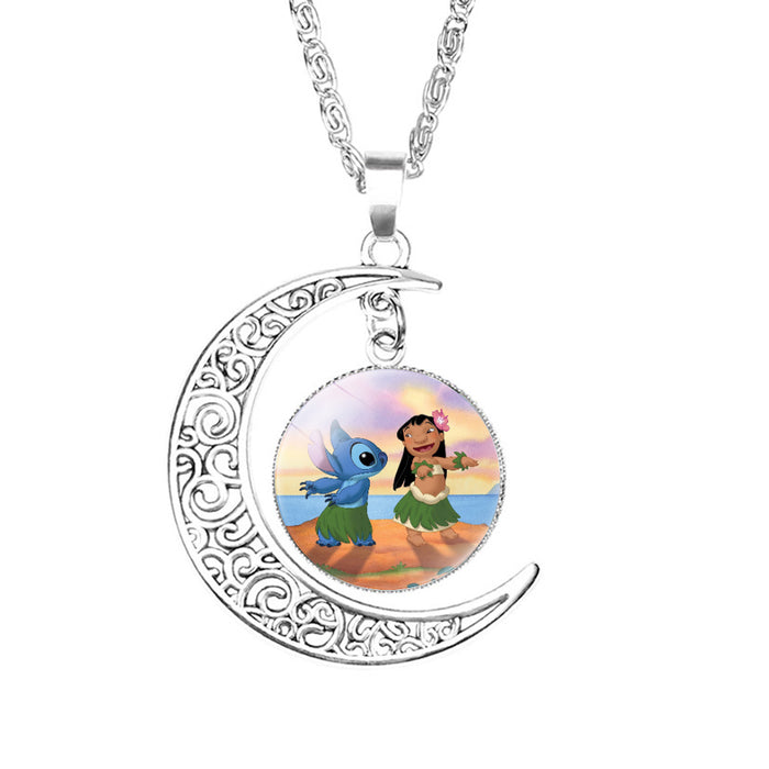 Wholesale Cute cartoon pattern moon element necklaces