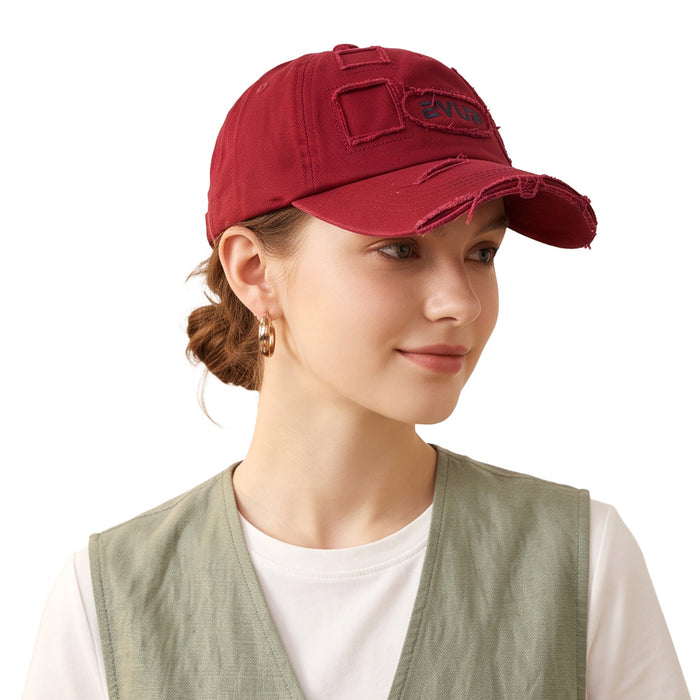 Wholesale Stylish Camouflage Torn Baseball Cap Sun Protection Embroidered Curved Brim Casual Hat for Men Women