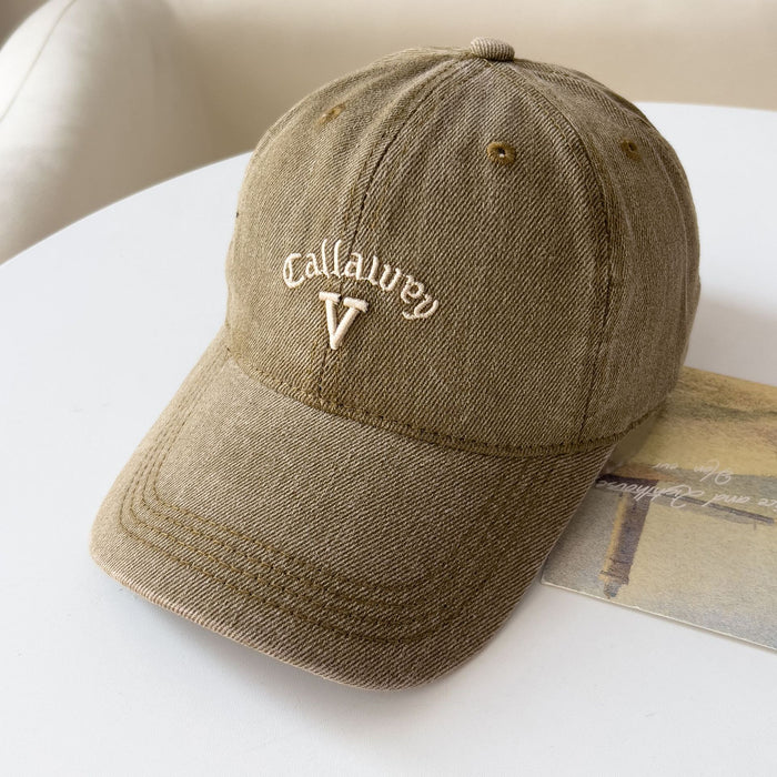 Wholesale Women's Summer New Sun Protection Hat Japanese Style Solid Color Letter Embroidery Three-Dimensional V Versatile Travel Baseball Cap Trendy