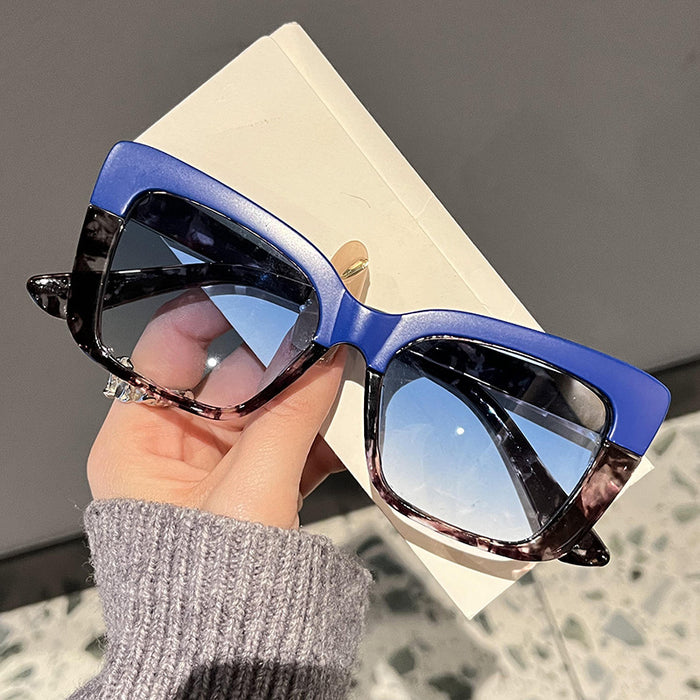 Wholesale Avant garde black and white contrasting box sunglasses for personalized photography, concave shaped UV resistant sunglasses