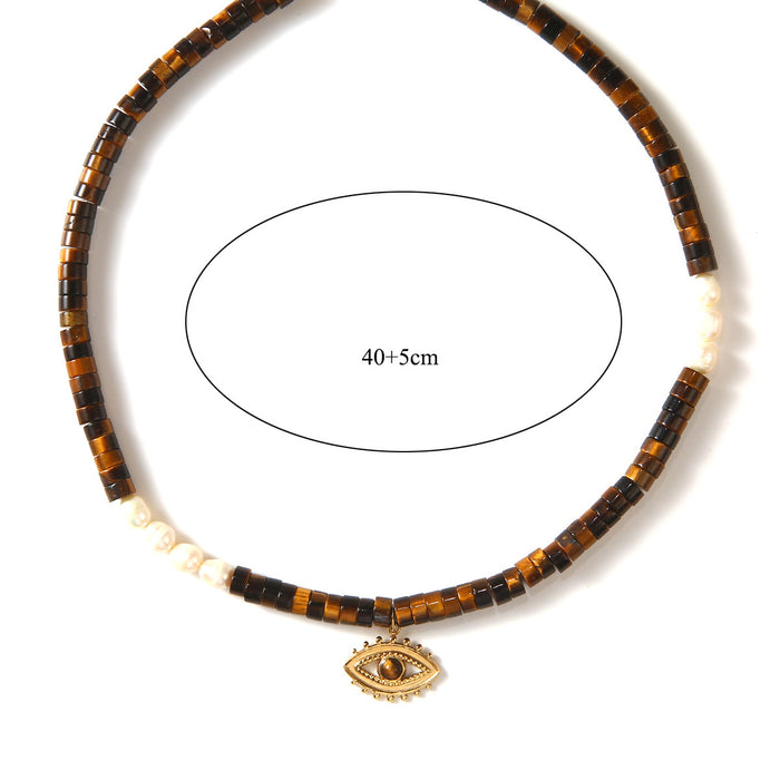 Wholesale Fashion and personality new stainless steel sunflower natural stone devil's eye necklace wholesale