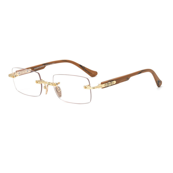 Wholesale Retro perforated frameless glasses with personalized frames for men and women, ultra light and fashionable