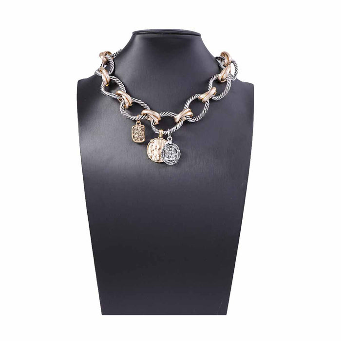 Wholesale Alloy Women's Badge Necklace Geometric O-shaped Buckle Casual Joker