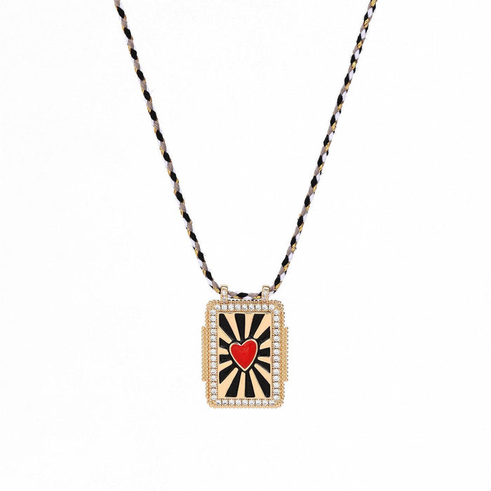 Wholesale Copper Retro Tarot Card Pendant Necklace With Gemstone Trendy Fashion Jewelry Accessory Boutique Resale Gift