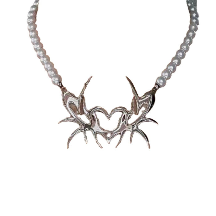 Wholesale Pearl Thorns Titanium Steel Necklace JDC-NE-ZhanYou004