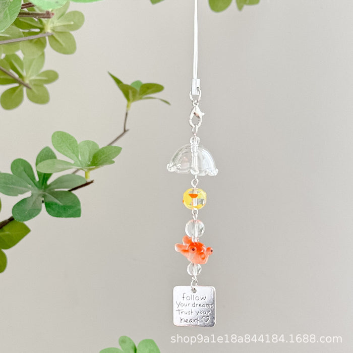 Wholesale Goldfish Beaded Pendant Chimes Mobile Phone Chain Cute Bag Hanging Ornaments