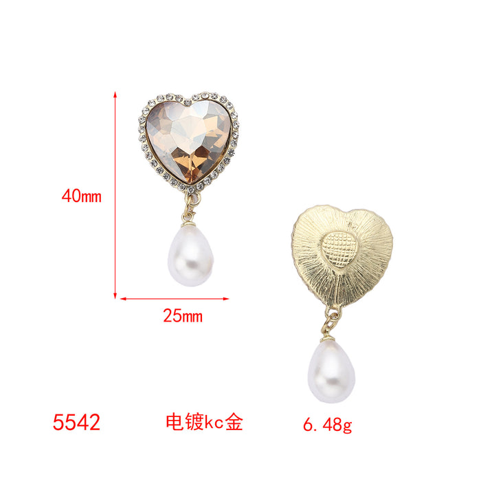 Wholesale Advanced pearl DIY accessories with diamond inlay, light luxury temperament, love crystal tassel alloy accessories, jewelry