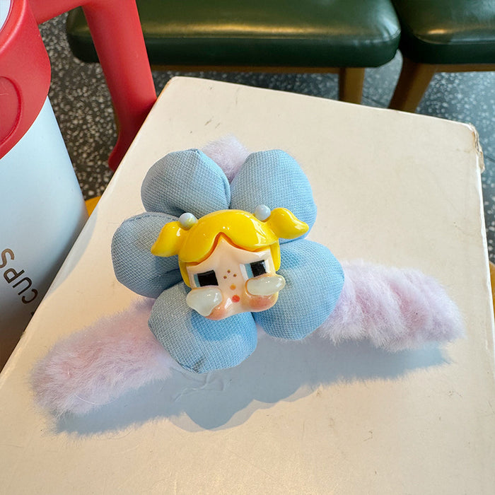 Wholesale Children' s Hairpin Cartoon Cute Flower Plush Grab Clip Autumn and Winter Girls'  Large Shark Clip Hair Grab Hairpin Headwear