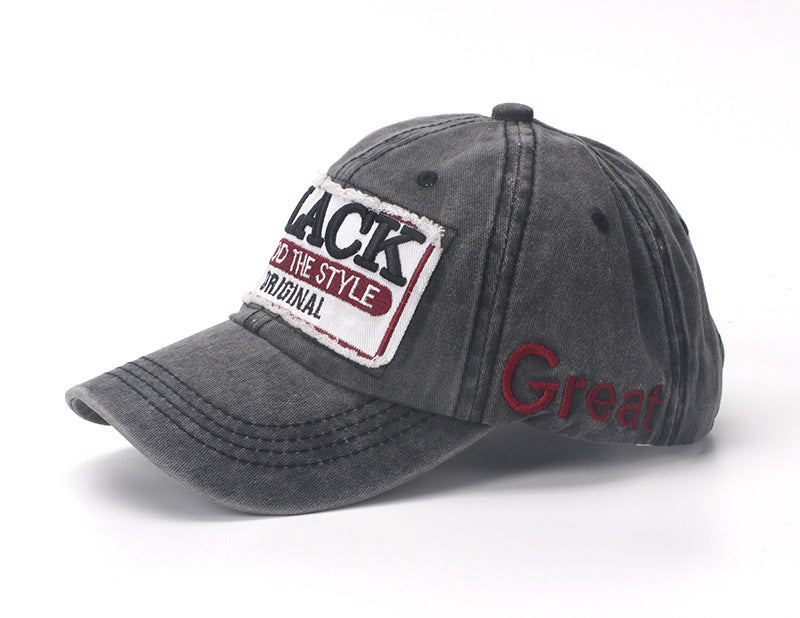 Wholesale Baseball cap, washed with adhesive fabric, letter denim duckbill cap, sun visor hat