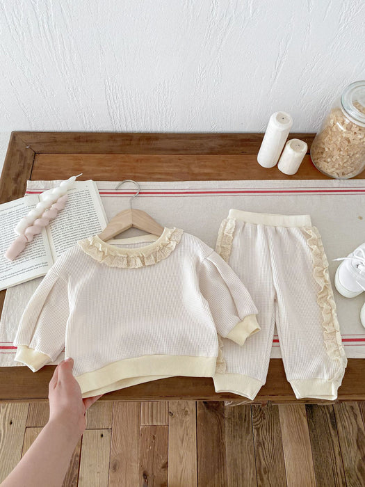 Wholesale Lace Stylish Sweatshirt Trousers Children's Suit JDC-CTS-WeiNiS010