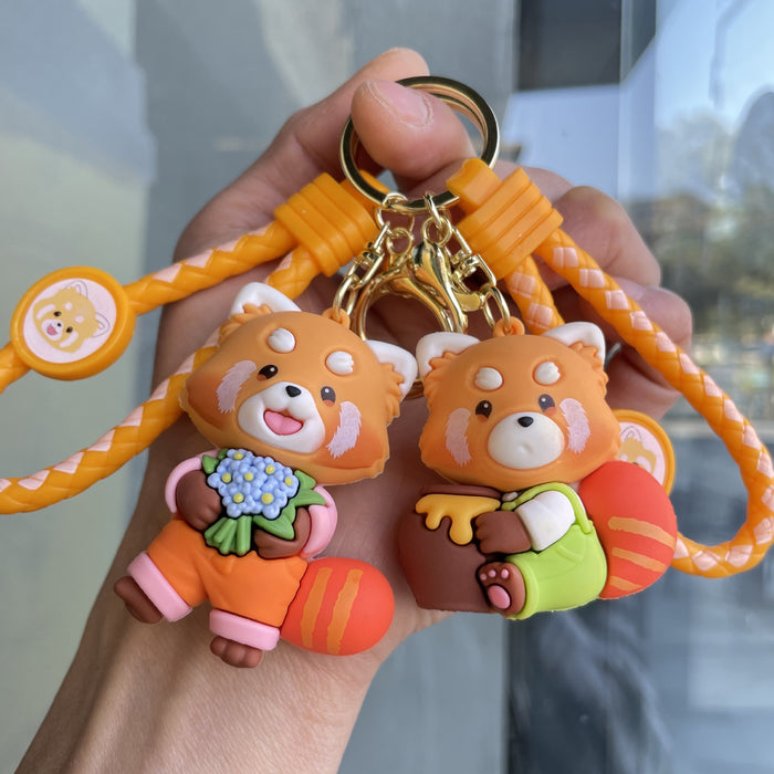 Wholesale Naughty Panda Keychain Cartoon Cute Bear Doll Bag Pendant Car Keychain Small Gift Wholesale