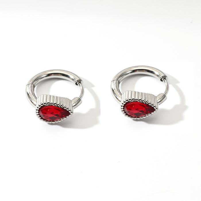 Wholesale Stainless steel heart-shaped earrings with niche temperament, fashionable personality, light luxury, heart studded diamond earrings wholesale