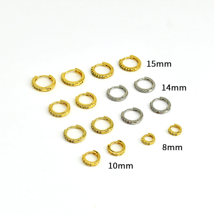 Wholesale Single row diamond studded small earrings, ear buckles, fashionable and high-end gold and silver ear accessories