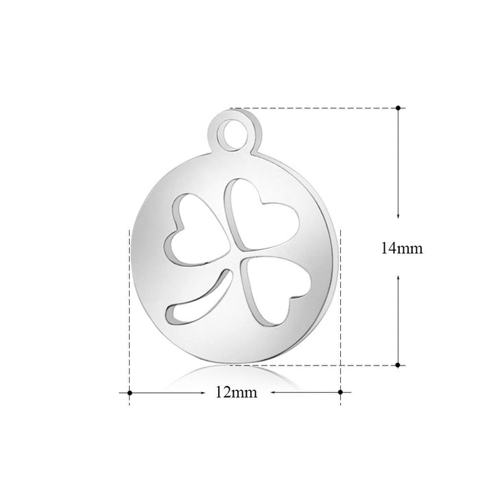 Wholesale 10 pcs/pack Heart Sun Yoga Star Moon Dog Claw Cat Fox Clover Stainless Steel Pendant JDC-PT-QZ003