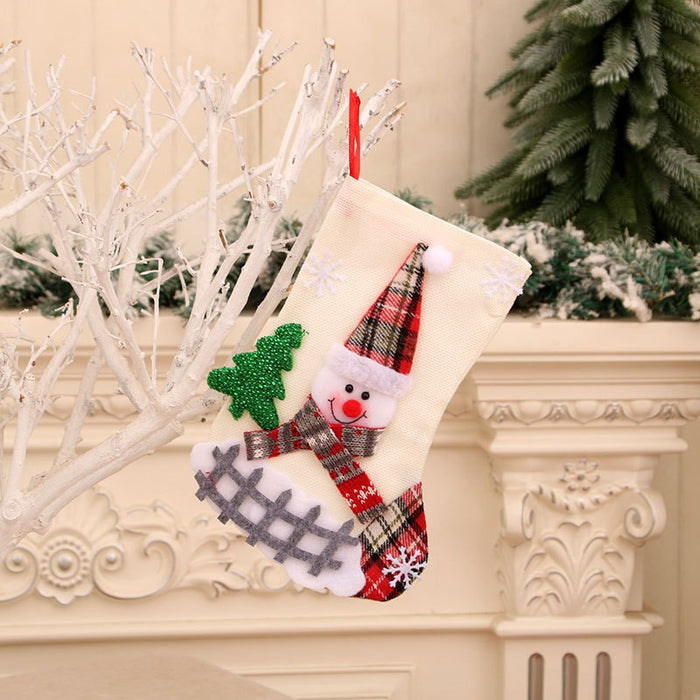 Wholesale Christmas Candy Gift Bag Decoration Props Santa Snowman Socks Medium Size Gift Christmas Stocking Decoration