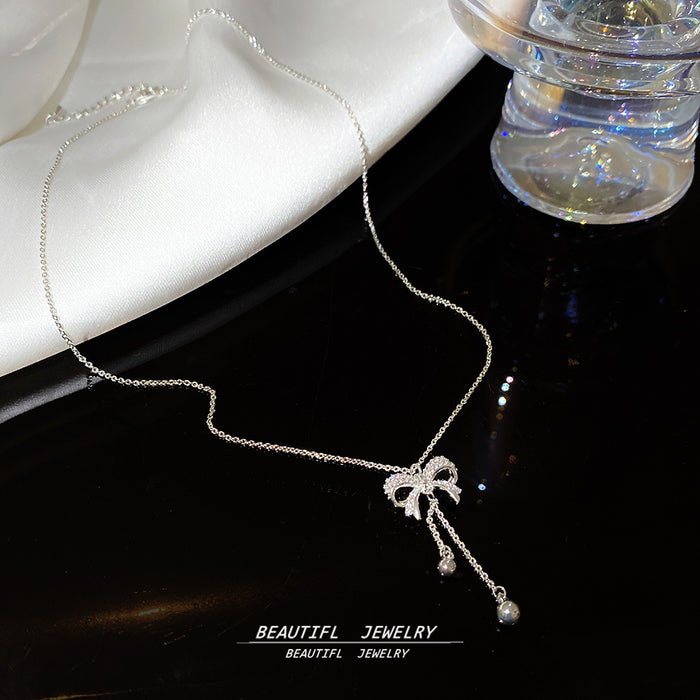 Wholesale Bow tassel pendant choker necklace