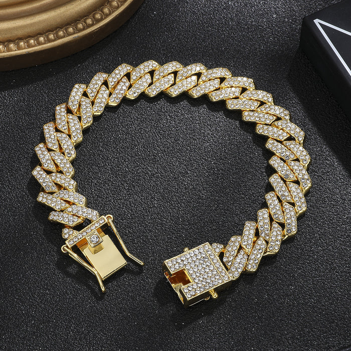 Wholesale Alloy Heavy Industry Full Diamond Cuban Chain Diamond Set Necklace
