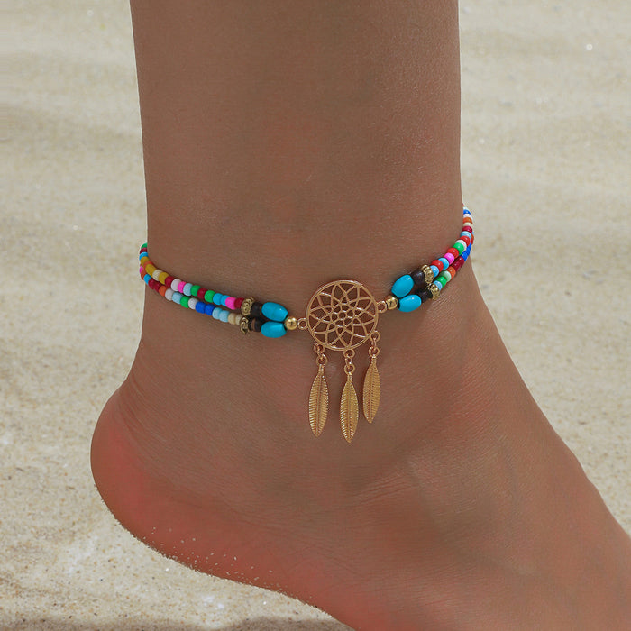 Wholesale Bohemian Dream Catcher Anklet Alloy Tassel Travel Gift MOQ≥2