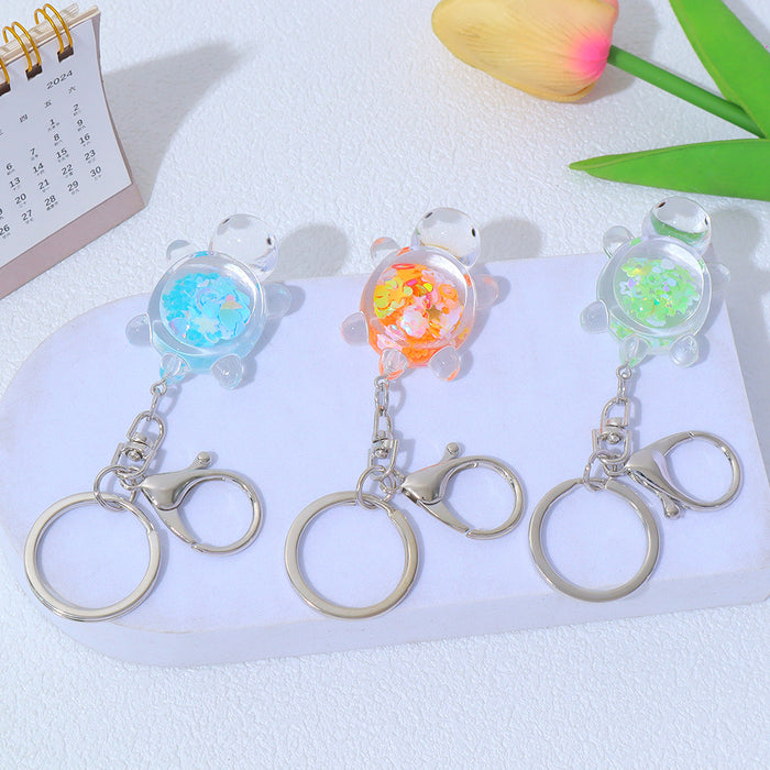 Wholesale Transparent Acrylic Turtle Keychain Padded Doll Pendant Girl Bag Pendant