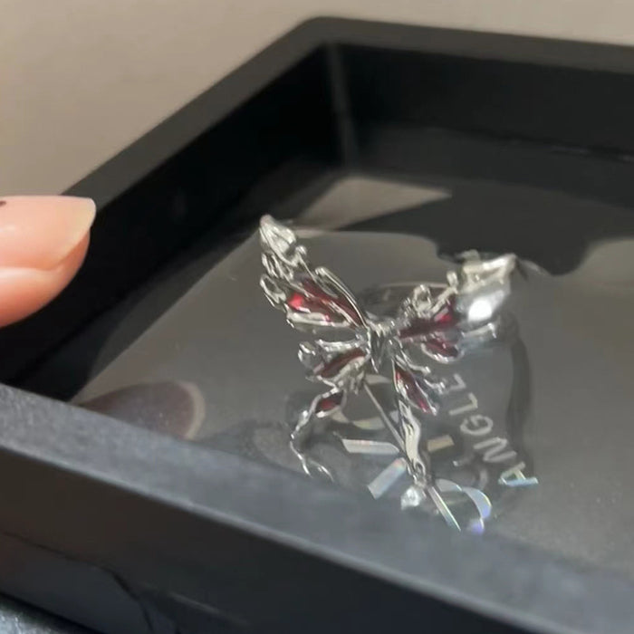 Wholesale Butterfly niche design, light luxury ring, adjustable opening, personalized index finger ring