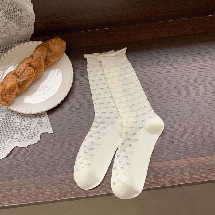 Wholesale Socks, mid tube socks, lace socks, hollowed out mesh stacking socks, sweat absorbing and breathable long socks