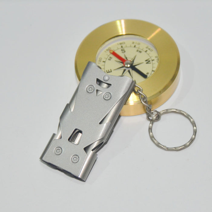 Wholesale Stainless Steel Three-Tube Whistle Keychain JDC-KC-KB037