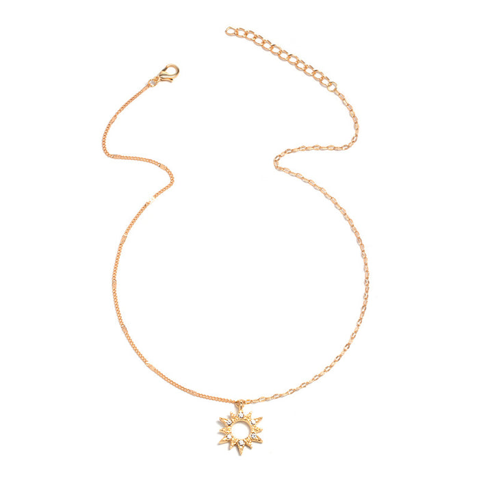 Wholesale New accessory design with diamond studded sunflower necklace, fashionable street photography, collarbone chain