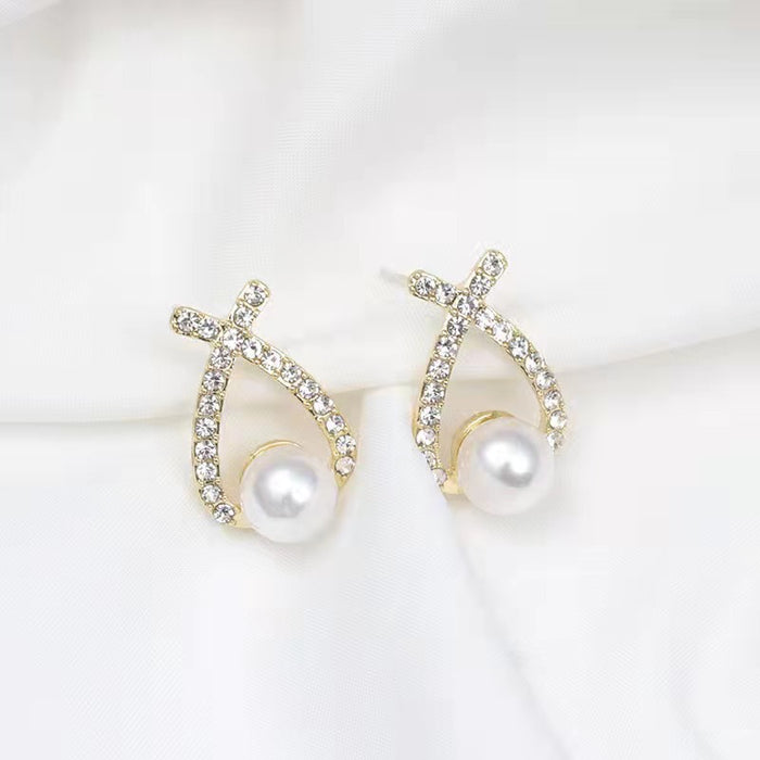 Wholesale Silver needle pearl earrings, simple new style, high-end temperament, earrings, light luxury earrings