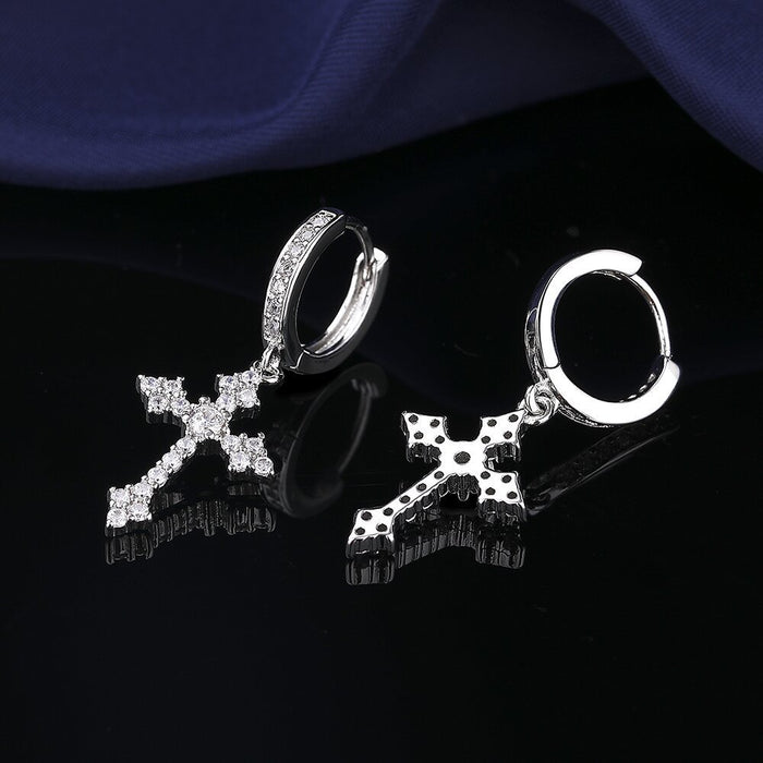Wholesale cross zircon hoop earrings