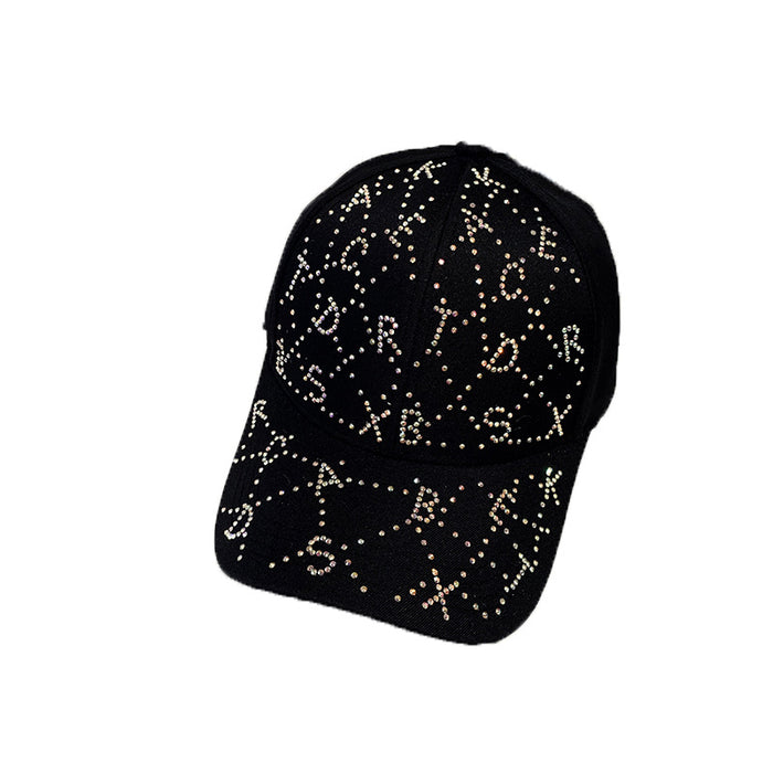 Wholesale New diamond studded hat, casual letter baseball cap, sun protection, duckbill cap