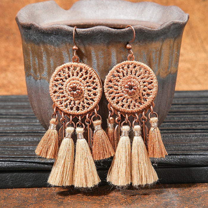 Wholesale Bohemian Tassel Geometric Earrings - Retro Ethnic Style Fashion Accessory MOQ≥2