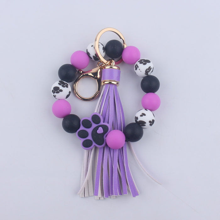 Wholesale silicone bead bracelet wrist keychain