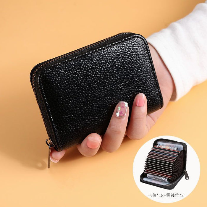 Wholesale Black PU Zip Card Case - Slim Multi-Slot Daily Matching Chic Fashion Accessory Gift for Women