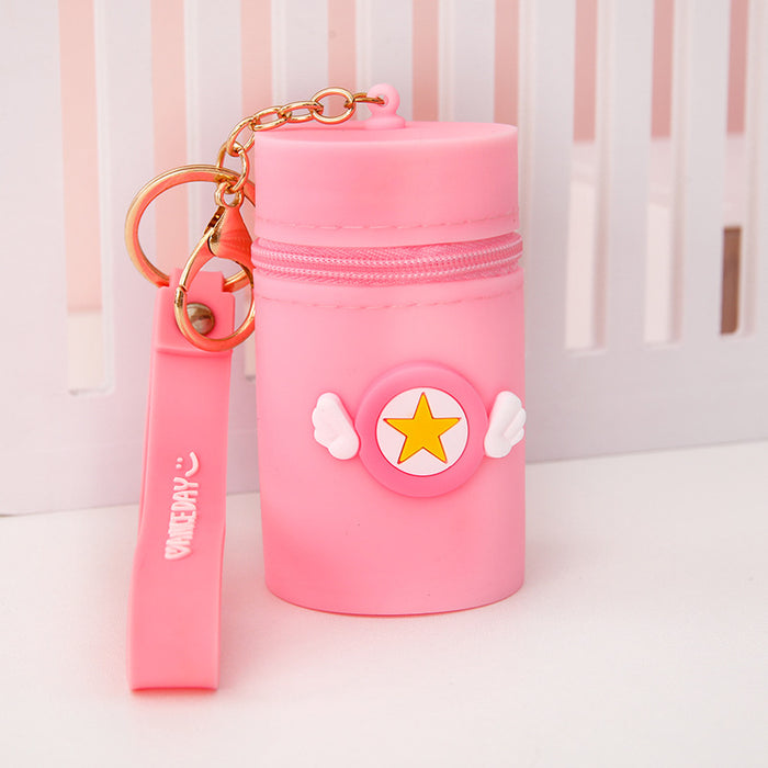 Wholesale Cute bucket bag portable bucket coin purse silicone coin bag headphone storage bag pendant keychain