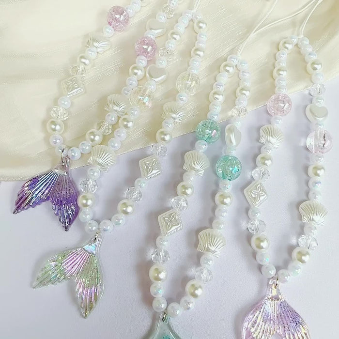 Wholesale mermaid tail pearl mobile phone lanyard mobile phone chain