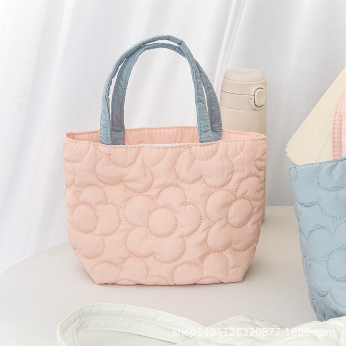 Wholesale Sweet Quilted Handheld Color Contrasting Bento Bag Storage Bag