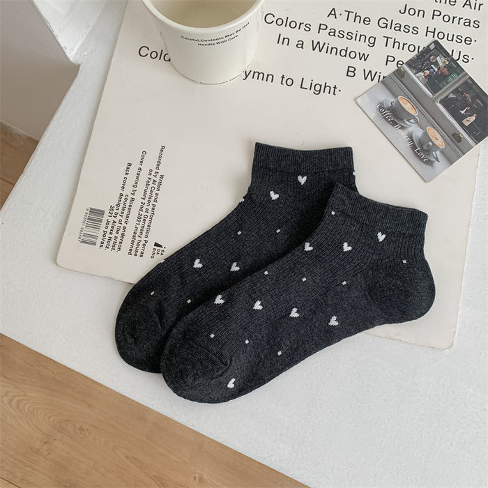 Wholesale Socks, thin, heart-shaped, breathable, sweat absorbing, cotton socks, versatile boat socks