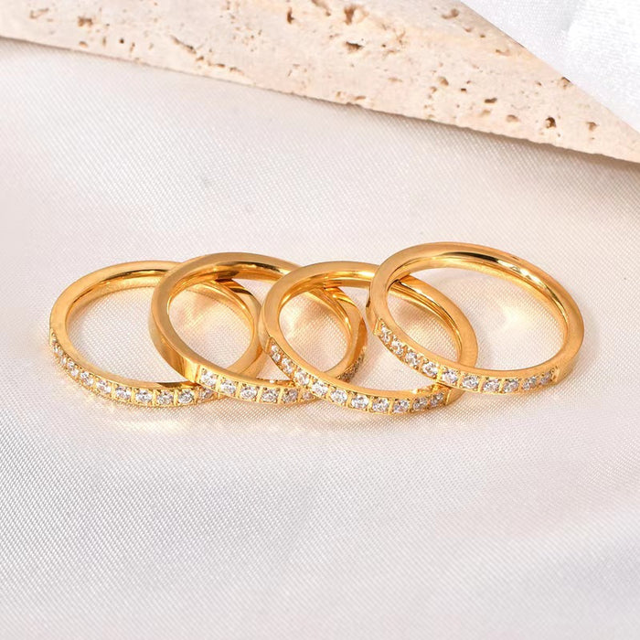Wholesale 2pcs Light Luxury Thin-Band Ring — Versatile &  Stackable — Stylish Stainless Steel with Diamond Accents