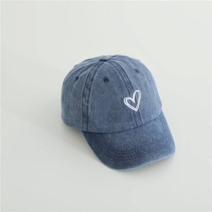 Wholesale Children's Duck Tongue Hat Baby Retro Washed Cowboy Double Love Embroidered Sunshade Baseball Hat