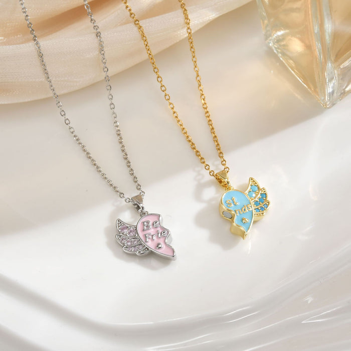 Wholesale Cartoon rainbow heart magnetic interlocking choker necklace