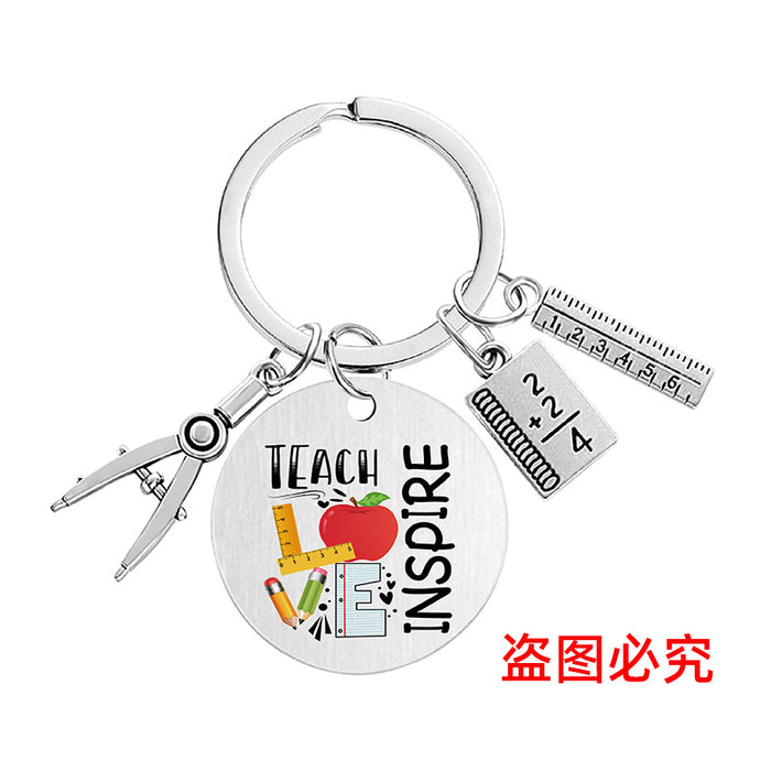 Wholesale Teacher's Day Metal Engraving Keychains JDC-KC-GangGu054