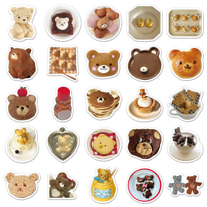 Wholesale 50pcs Bear graffiti stickers animal cartoon bread cute decoration mobile phone case flat creative stickers