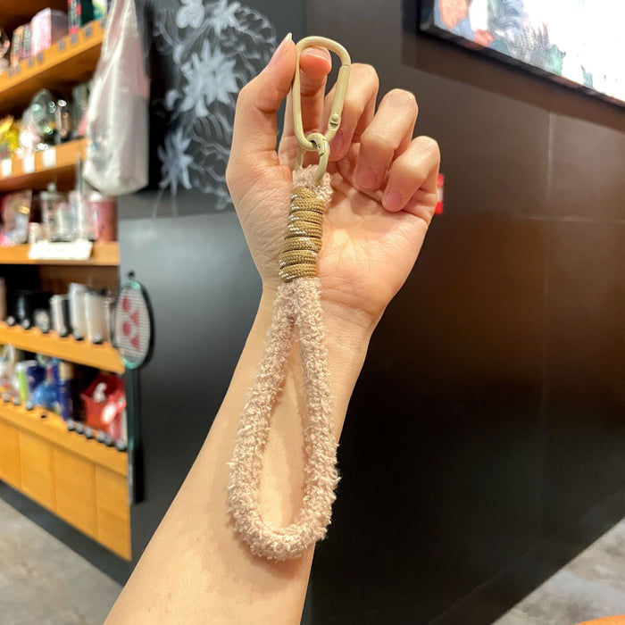 Wholesale Plush Braided Keychain with Colorful Tassel Fashion Phone Strap MOQ≥2