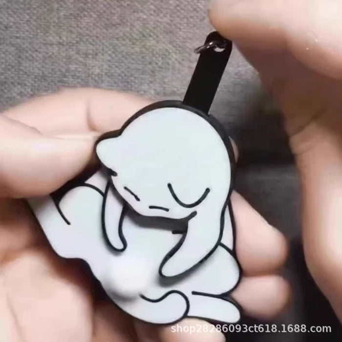 Wholesale Creative and quirky drawstring toy egg cat keychain pendant cute abstract rotatable bag pendant backpack accessories